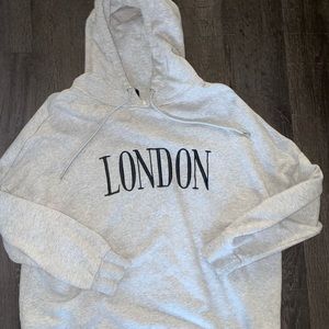 Grey embroidered London hoodie